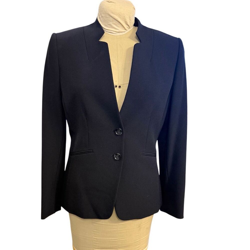 Alex Marie Navy 2-Button Stand Up Notched Collar Blazer Sz. 8 Lined Structure Ca